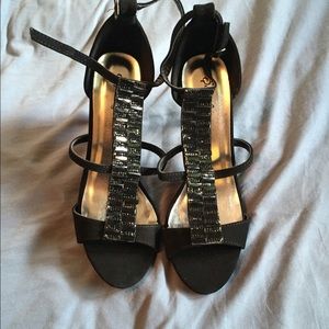 Gold and beaded heels. Never worn.