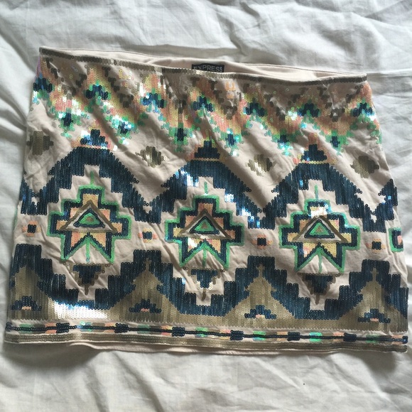 Express Aztec sequin skirt