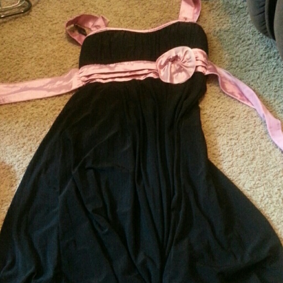 Black and pink silk dress