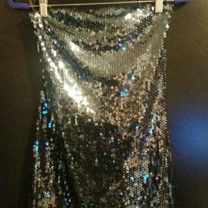 Blue sequins strapless dress