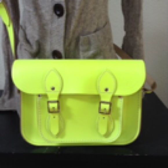 Neon Yellow 13 inch Cambridge Satchel