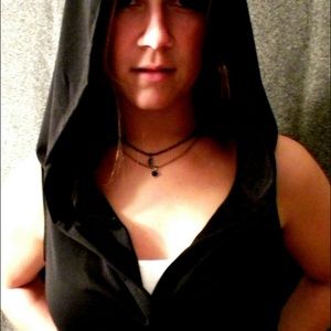Black knit crop top hoodie