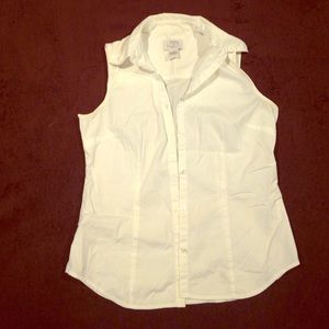 Ann Taylor Loft sleeveless white button down shirt