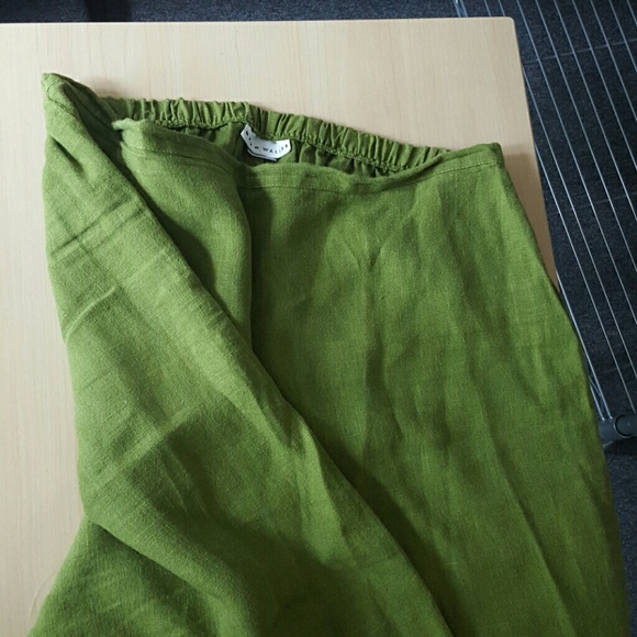 Green wide leg linen pants