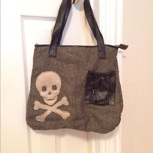 BNWOT Skull Brown Tweed purse