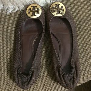 Brown leather Tory burch flats