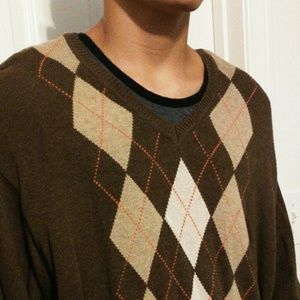 Men's Brown Izod V Neck Sweater XL