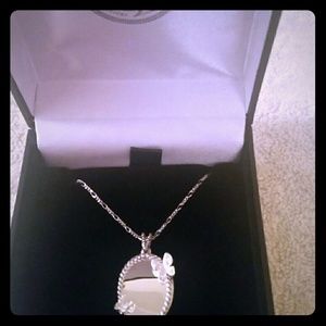 Engravable necklace with 2 butterflies, silver