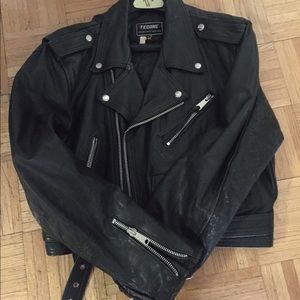 men's vintage leather motorcycle jacket