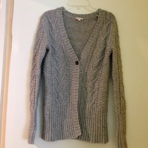 Gray cable knit cardigan