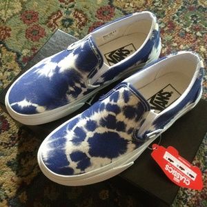 Blue tie dye vans for j crew slip ons