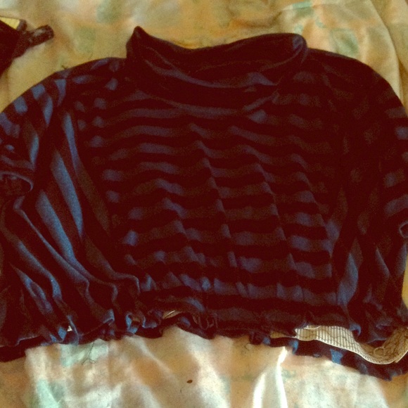 Bright navy blue & black sparkly evening blouse