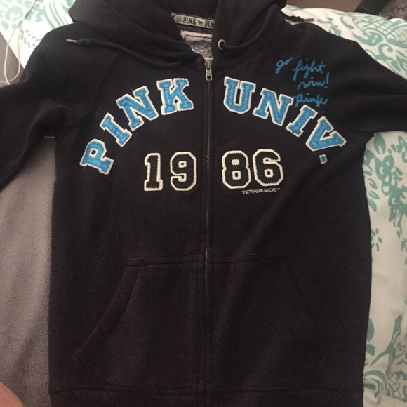 PINK! black zip up - Picture 1 of 2