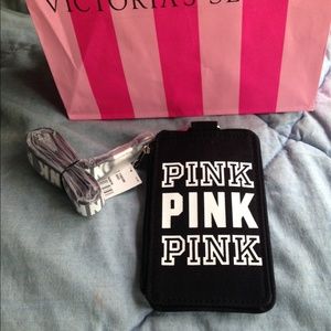PINK Victoria's Secret ID holder + Lanyard