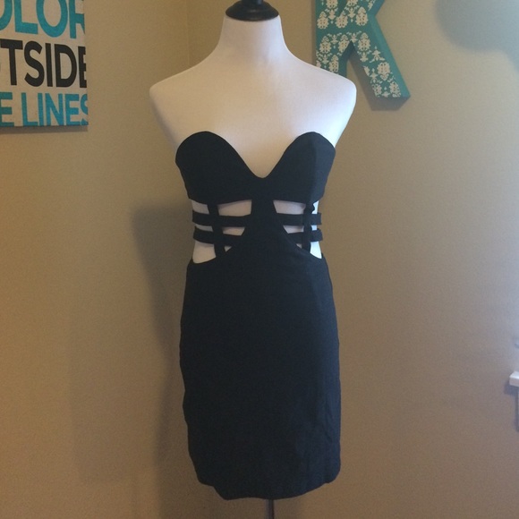 Tobi Dresses & Skirts - Tobi black strapless mini dress with cutouts