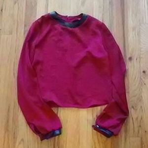 Leather and Silk Cropped Blouse