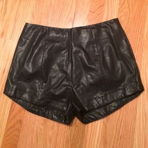 Faux black leather shorts
