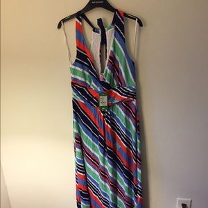 NWT Lilly Amada Maxi Dress, Multi Overboard Stripe
