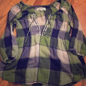 Plaid/Sequin top