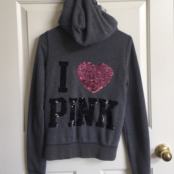 💎VS PINK SEQUINED ZIP UP HOODIE💎