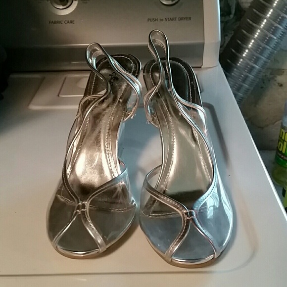 Clear peep toe heels
