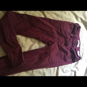 High waisted burgundy jeans