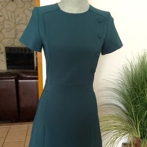 Zara Teal Side Buttoned A - Line Dress