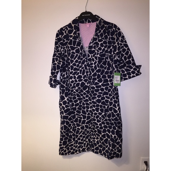 NWT Lilly Dade Shirt Dress, True Navy Speckle&Hyde