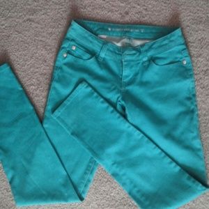 Celebrity pink teal green skinny jeans