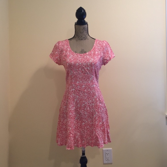 LA hearts Coral pink white flower casual dress