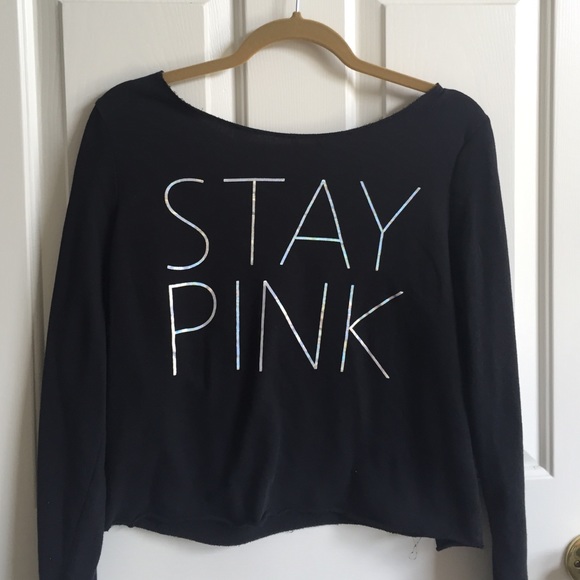 ♣️ Black "Stay Pink" Cutoff Crew from VS PINK♣️