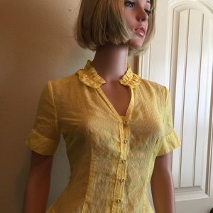 Banana Republic sheer yellow print blouse