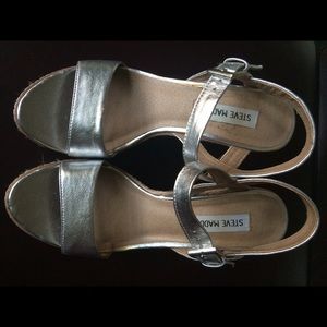 Silver Metallic Ankle strap sandal