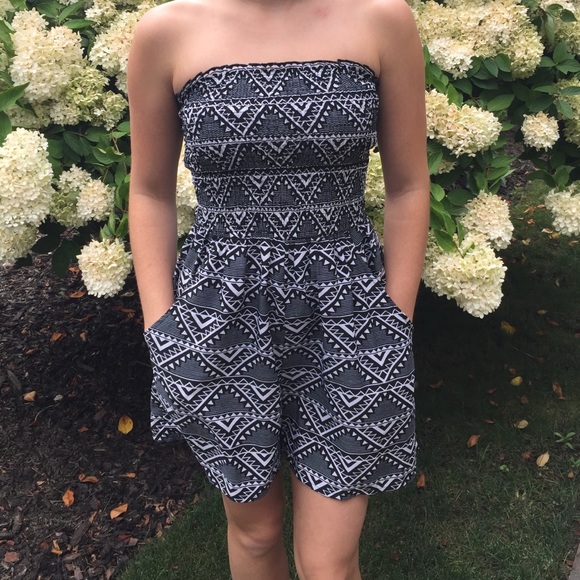 Black and white Aztec romper