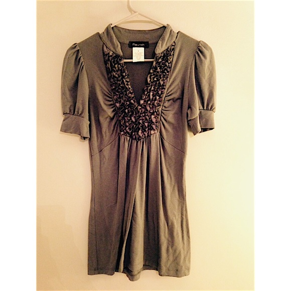 Grey ruffled dress shirt