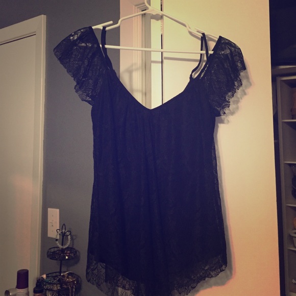 Black LA hearts lace top