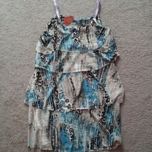 Blue Multi-Print Dress with Straps