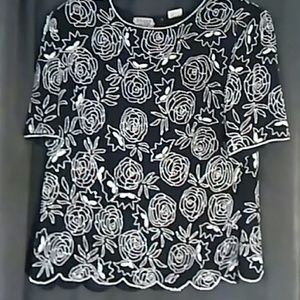 Black dress nice loud Rose studded zipper back