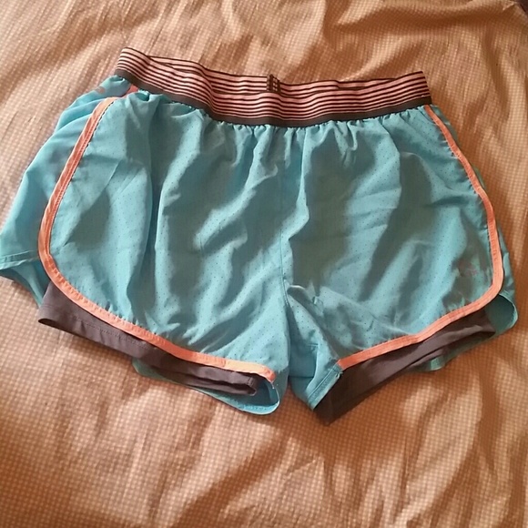 Blue and Pink Track Shorts With Spandex