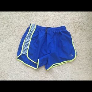 Blue and Yellow PINK athletic shorts