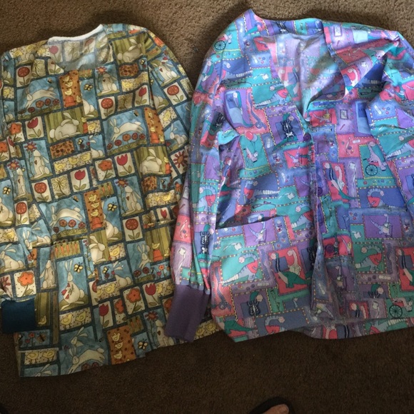 2 long sleeve scrub top bundle