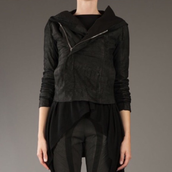HP Rick Owens asymmetrical lambskin leather jacket - Picture 3 of 4
