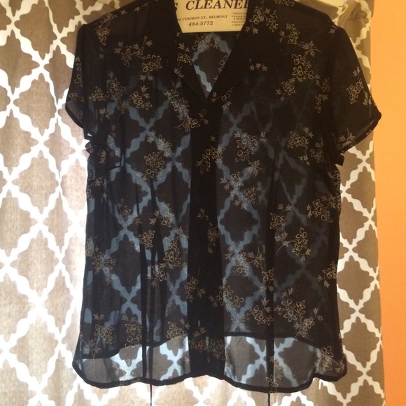 Ann Taylor Sheer Floral button up top
