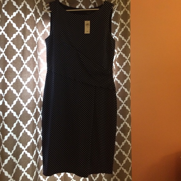 Navy polka dot dress from Ann Taylor