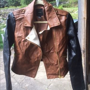 SOLD - Three color faux leather jacket