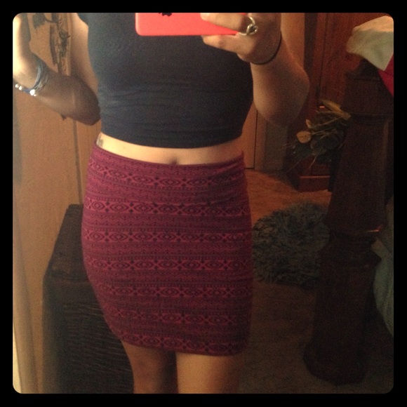 Maroon Aztec pencil skirt, only worn twice
