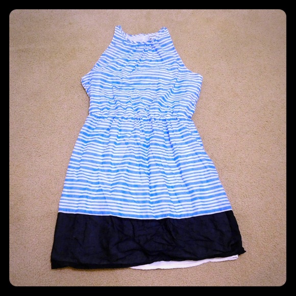 Navy,blue,and white high neck dress