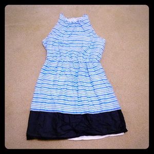 Navy,blue,and white high neck dress