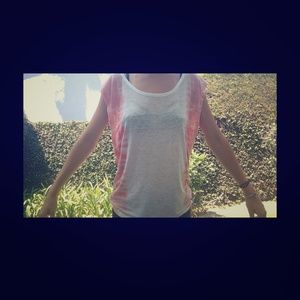 Pink & white tie-died tank top