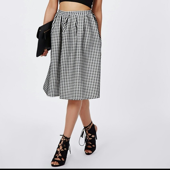 Misguided check midi skirt